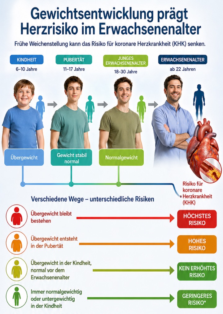 Featured image for “Zusammenhang zwischen Gewichtsentwicklung von Kindheit bis jungem Erwachsenenalter und dem Risiko für eine spätere KHK”